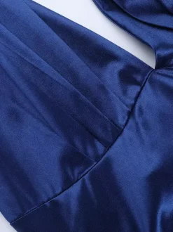 Robe longue fendue bleu roi pour femme - Élégante robe dos nu asymétrique à volants - Tenue de soirée d'été glamour vintage 2026