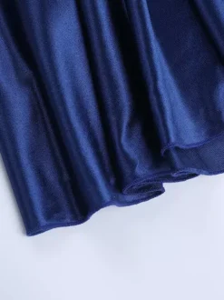Robe longue fendue bleu roi pour femme - Élégante robe dos nu asymétrique à volants - Tenue de soirée d'été glamour vintage 2026