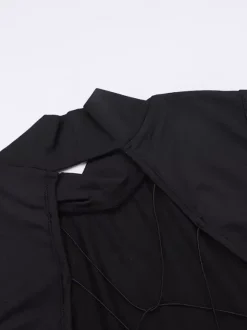Robe longue maxi dos nu pour femme - Robe moulante noire à col montant et détail papillon - Tenue de soirée estivale 2026
