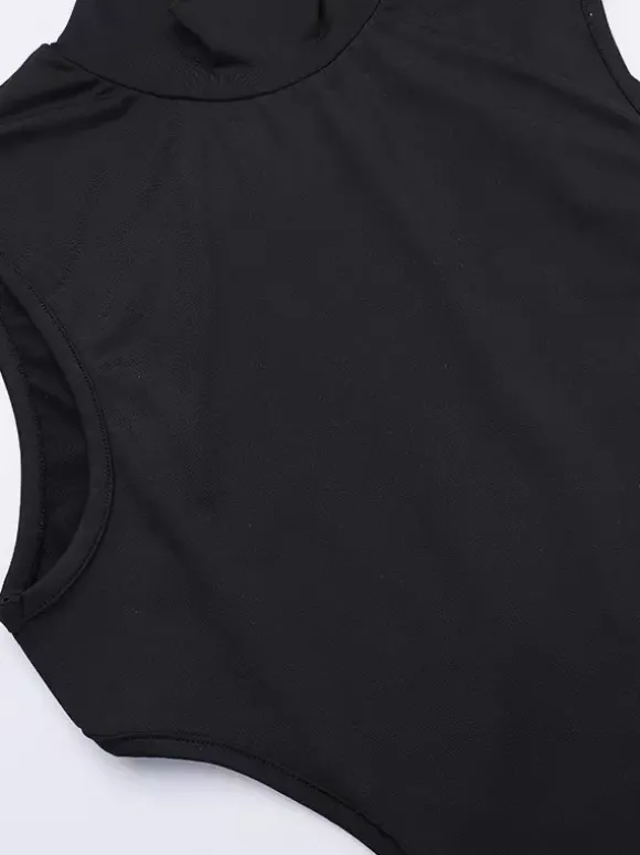Robe longue maxi dos nu pour femme - Robe moulante noire à col montant et détail papillon - Tenue de soirée estivale 2026