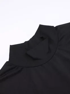 Robe longue maxi dos nu pour femme - Robe moulante noire à col montant et détail papillon - Tenue de soirée estivale 2026