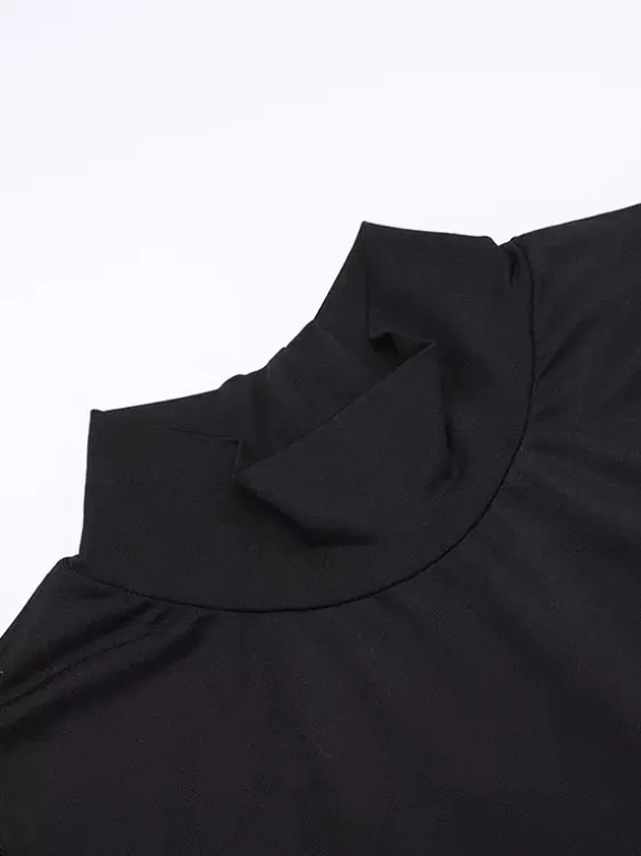 Robe longue maxi dos nu pour femme - Robe moulante noire à col montant et détail papillon - Tenue de soirée estivale 2026
