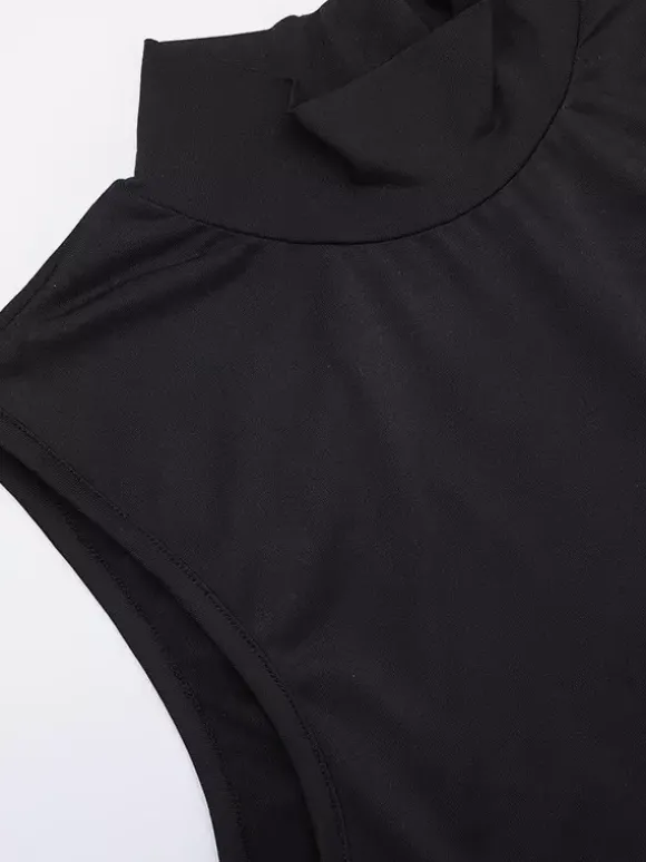 Robe longue maxi dos nu pour femme - Robe moulante noire à col montant et détail papillon - Tenue de soirée estivale 2026