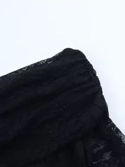 Robe longue maxi en dentelle à épaules dénudées pour femme - Robe moulante noire gothique à manches transparentes - Tenues de gala printanières 2026