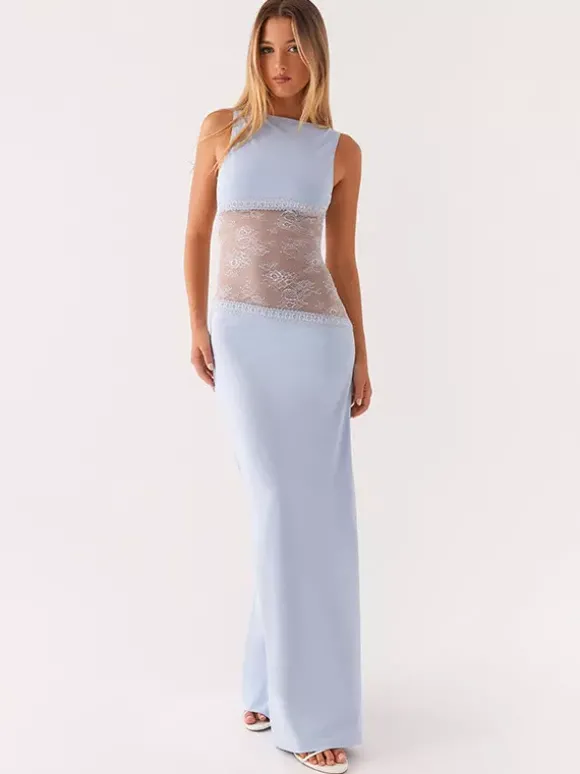 Robe longue maxi en dentelle patchwork pour femme - Élégante robe moulante sans manches à dos nu - Idéale pour une soirée d'été formelle 2026