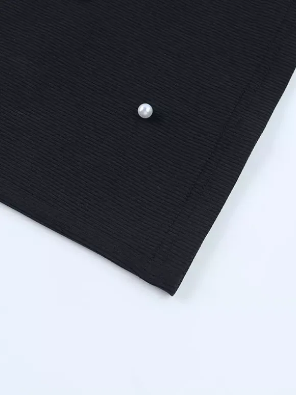 Robe longue moulante noire à épaules dénudées et fente au dos ornée de perles élégantes - Tenue de soirée printemps 2026