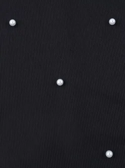 Robe longue moulante noire à épaules dénudées et fente au dos ornée de perles élégantes - Tenue de soirée printemps 2026