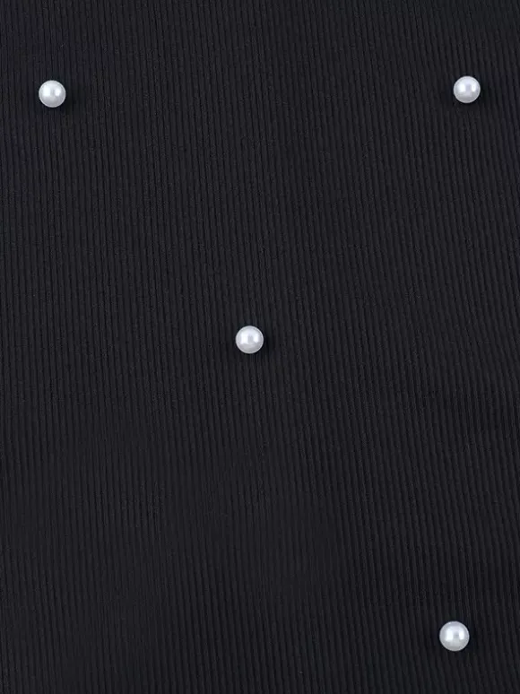 Robe longue moulante noire à épaules dénudées et fente au dos ornée de perles élégantes - Tenue de soirée printemps 2026