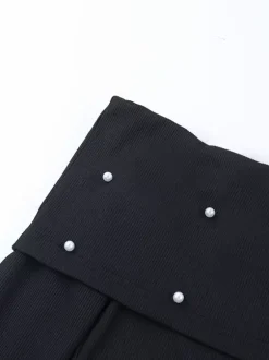 Robe longue moulante noire à épaules dénudées et fente au dos ornée de perles élégantes - Tenue de soirée printemps 2026