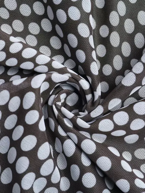 Robe longue moulante à pois en maille pour femme - Col carré rétro manches longues - Chic français idéale pour les vacances de printemps 2026