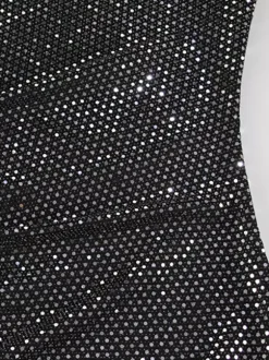 Robe longue moulante à sequins scintillants et froncés pour femme - Robe noire à col bateau et manches longues - Soirée de gala du printemps 2026