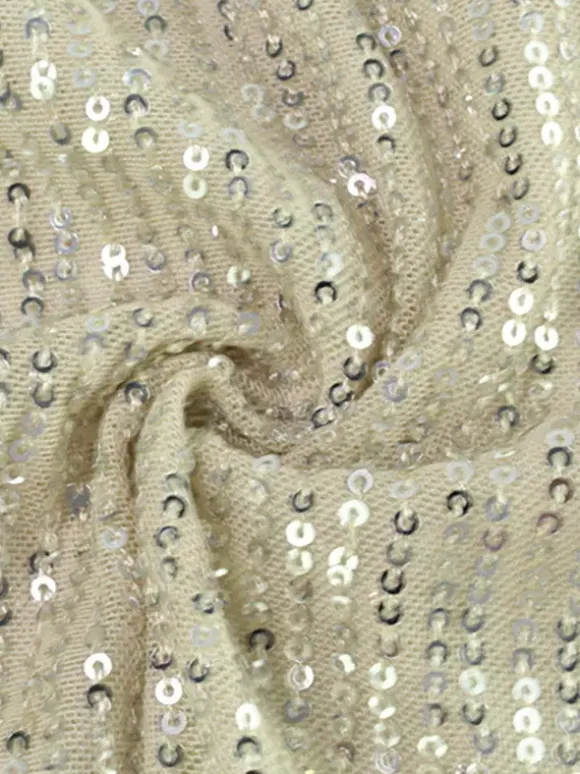 Robe longue nuisette à sequins scintillants pour femme - Robe moulante glamour à fines bretelles - Soirée en boîte de nuit printanière 2026