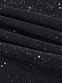 Robe longue à paillettes épaules dénudées pour femme - Robe sirène à manches longues en maille scintillante - Tenues de soirée de gala printanières 2026