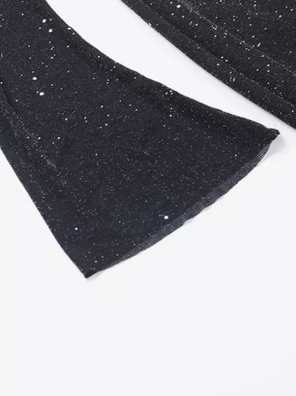 Robe longue à paillettes épaules dénudées pour femme - Robe sirène à manches longues en maille scintillante - Tenues de soirée de gala printanières 2026