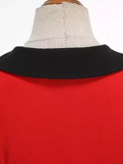 Robe longue rouge sans manches à col Claudine et coupe trapèze pour femme style vintage chic