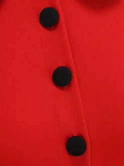Robe longue rouge sans manches à col Claudine et coupe trapèze pour femme style vintage chic