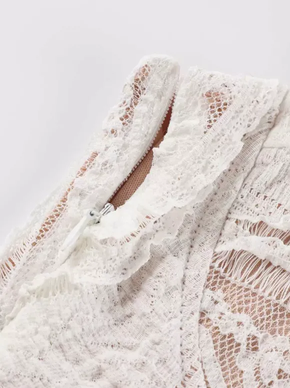 Robe longue sirène sans manches en dentelle avec bustier pour femme 2026