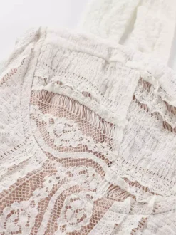 Robe longue sirène sans manches en dentelle avec bustier pour femme 2026