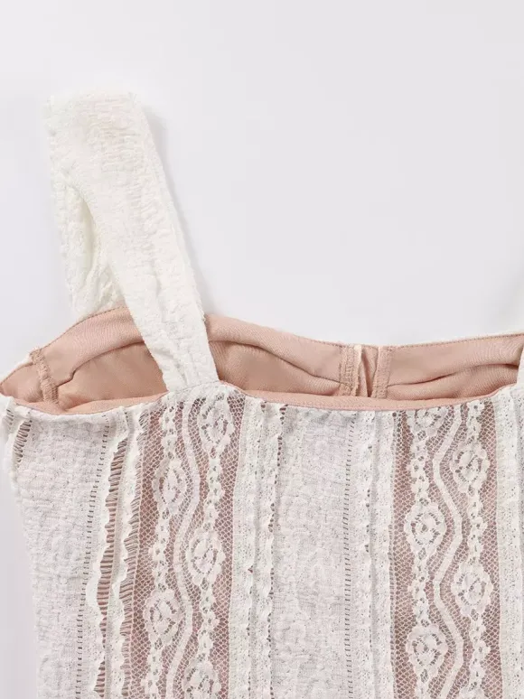Robe longue sirène sans manches en dentelle avec bustier pour femme 2026