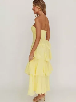 Robe longue à volants étagés pour femme - Robe tube trapèze sans manches à plusieurs épaisseurs - Idéale pour les invités aux mariages d'été 2026