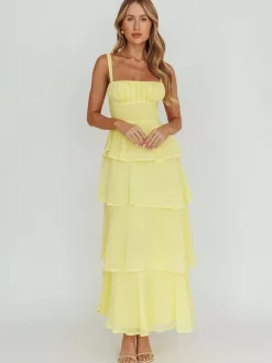 Robe longue à volants étagés pour femme - Fairycore col carré dos nu coupe trapèze - Invitée à un mariage d'été à la plage 2026