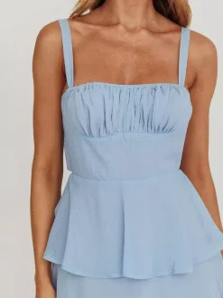 Robe longue à volants étagés pour femme - Fairycore col carré dos nu coupe trapèze - Invitée à un mariage d'été à la plage 2026