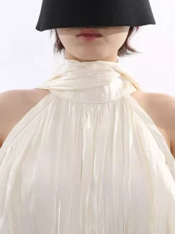 Robe maxi de soirée abricot sans manches à épaules dénudées chic et semi-formelle robe d'été