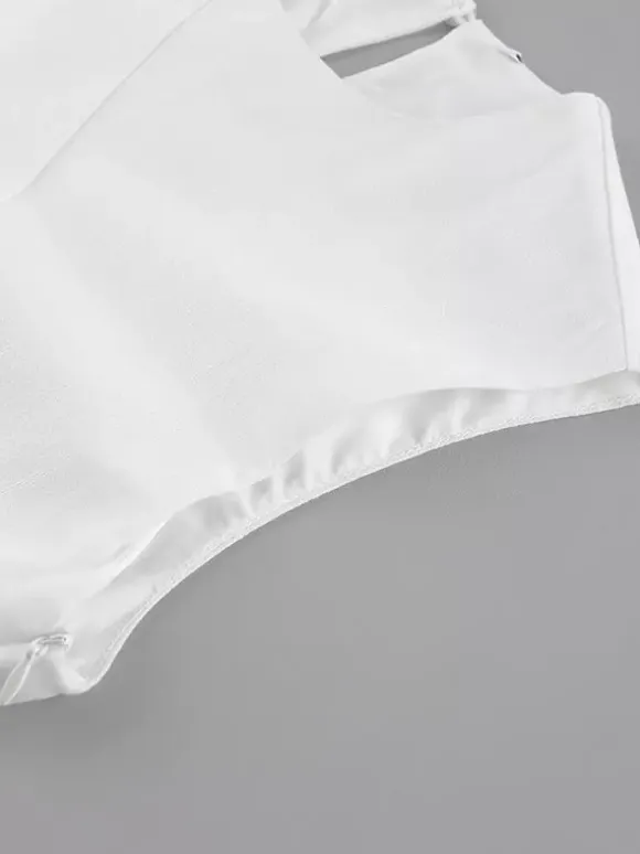 Robe maxi de tous les jours pour femme sans manches col rond taille naturelle élégante robe blanche