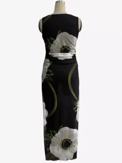 Robe maxi femme à imprimé floral - Élégante robe moulante froncée - Style vintage années 90 idéale pour l'été au quotidien (collection 2026)