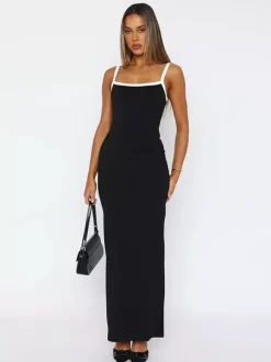 Robe maxi verte sexy à col rond et dos nu sans manches et taille haute pour femme.