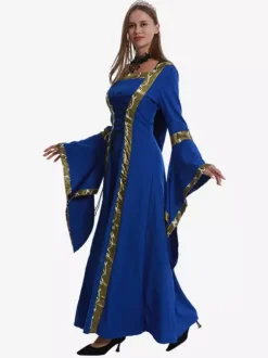 Robe médiévale grande taille pour femme style Renaissance vintage à lacets pour Halloween
