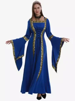 Robe médiévale grande taille pour femme style Renaissance vintage à lacets pour Halloween