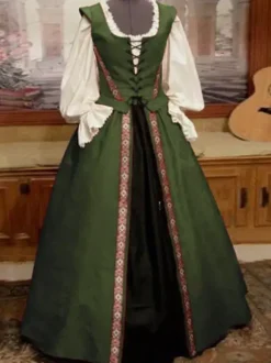 Robe 18ème siècle à Manches Longues Robe de Bal Bordeaux Vintage Style Renaissance