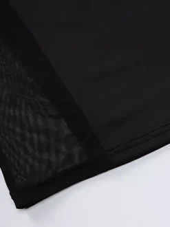 Robe midi de soirée noire sans manches transparente sexy semi-formelle