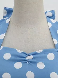 Robe midi dos nu rose à pois style vintage chic