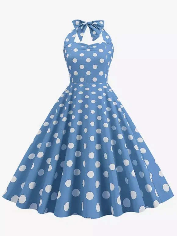 Robe midi dos nu rose à pois style vintage chic