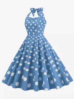 Robe midi dos nu rose à pois style vintage chic