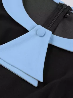 Robe midi d'été trapèze à col Peter Pan contrasté pour femme 2026
