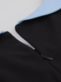 Robe midi d'été trapèze à col Peter Pan contrasté pour femme 2026