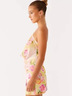Robe midi en mousseline imprimée à fleurs bretelles chics col sans manches idéale pour l'été au quotidien.
