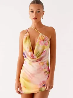 Robe midi en mousseline imprimée à fleurs bretelles chics col sans manches idéale pour l'été au quotidien.