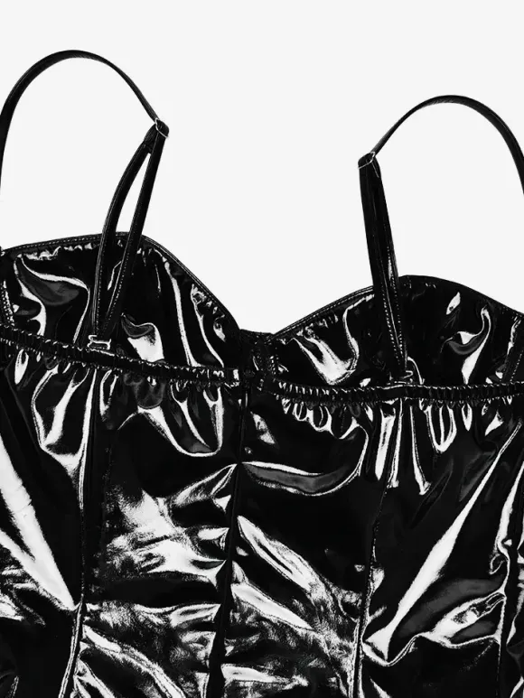 Robe midi moulante en cuir éco-responsable sexy pour femmes 2026