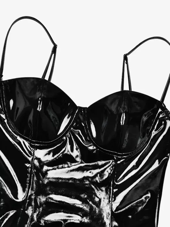 Robe midi moulante en cuir éco-responsable sexy pour femmes 2026