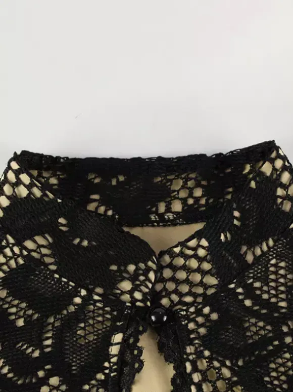 Robe midi moulante en dentelle pour femme - Robe fourreau noire vintage à manches cloche et fente au dos - Idéale pour un cocktail de printemps 2026