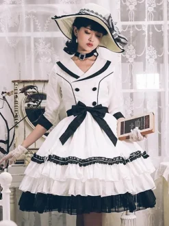 Robe Mignonne Lolita Polyester Manches 3/4 Volants Robe Douce Robe Lolita