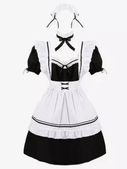 Robe Mignonne Lolita Robe à manches courtes en polyester