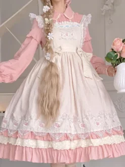 Robe Mignonne Lolita Robe À Manches Longues En Polyester