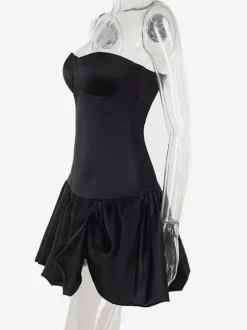 Robe mini bustier à ourlet volanté et corsage ajusté robe de fête d'anniversaire pour femme 2026