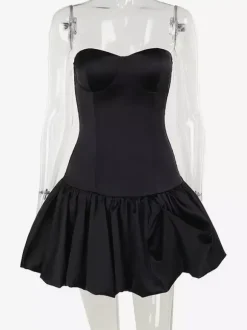 Robe mini bustier à ourlet volanté et corsage ajusté robe de fête d'anniversaire pour femme 2026