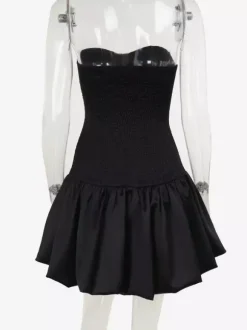 Robe mini bustier à ourlet volanté et corsage ajusté robe de fête d'anniversaire pour femme 2026